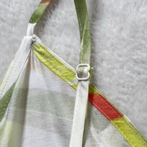 H&M Strappy Midi Dress Womens Sz M Cream Floral Drawstring Detail - Picture 8 of 13